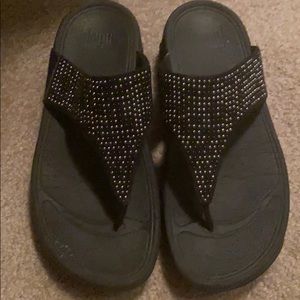 Fitflop LULU Suede Studed Toe Thong Sandals Size 8